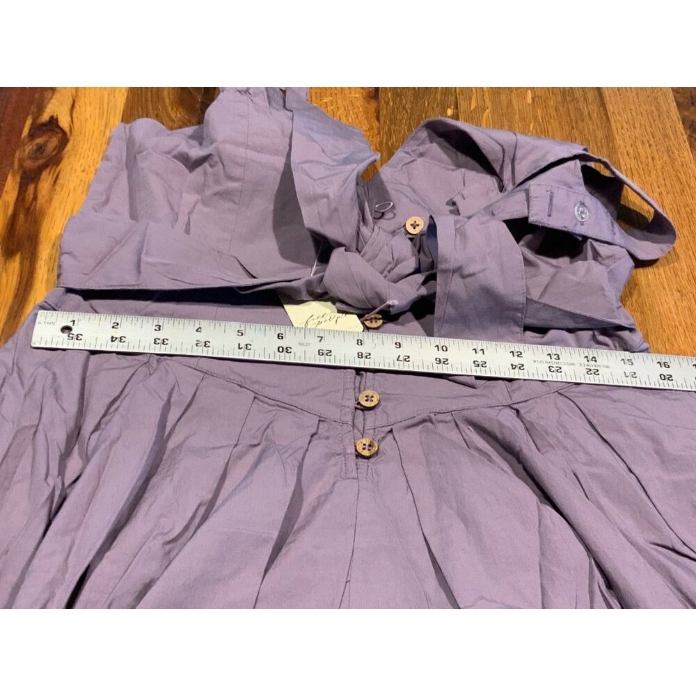 Free People Lennon Bow Straps Cotton Mauve Romantic Mini Dress L NWT DAMAGED - Picture 8 of 8